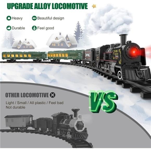 Model Train Set for Boys - Metal Electric Train Toys w/Steam Locomotive - Picture 4 of 6